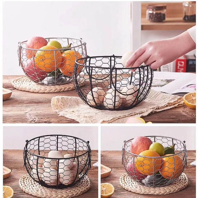 Chicken Wire Egg Basket With Handles and Includes EGGS / Wire Chicken  Shaped Egg Gathering Basket / Primitive Egg Gathering Basket 