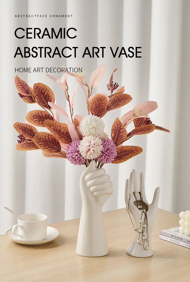 Nordic Style Hand Shaped Ceramic Vase Dried Flower