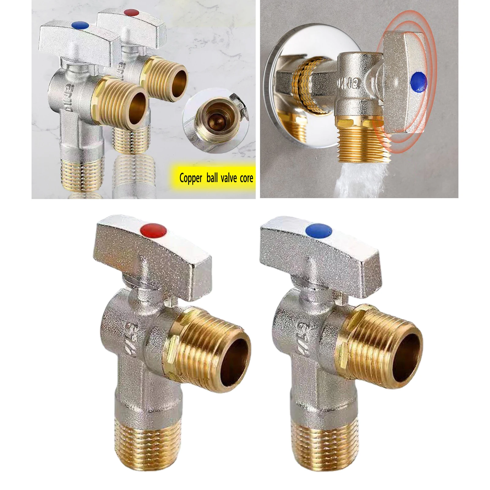 Brass Flow Angle Value Plumbing Fitting Triangle Water Water Shut Off Angle for Faucet Sink Toilet Bathroom