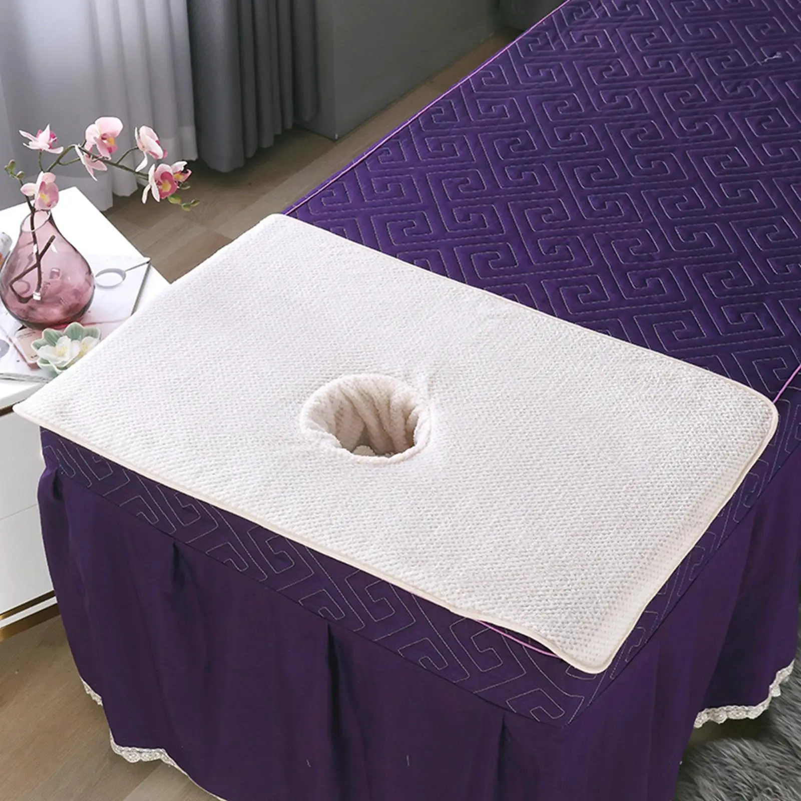 Massage Bed Cover Protector Universal with Breath Hole Washable Soft Reusable SPA Bed Sheet for SPA Massage Tables Bed 50x80cm