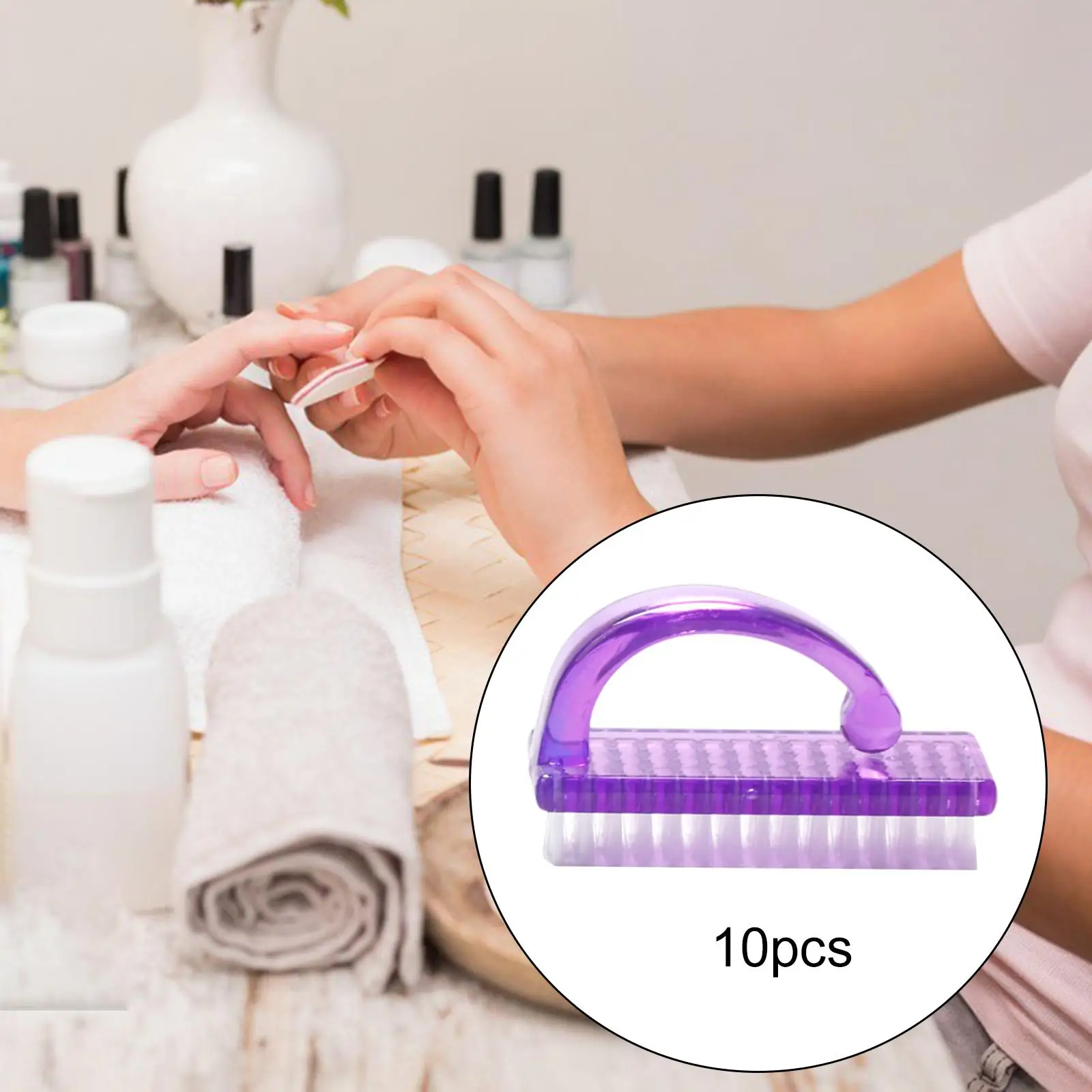 10Pcs Handle Grip Nail Brush Plastic Dust Powder Clean Nail Brushes for Toes Nails Cleaner Manicure Pedicure Nails Accessories