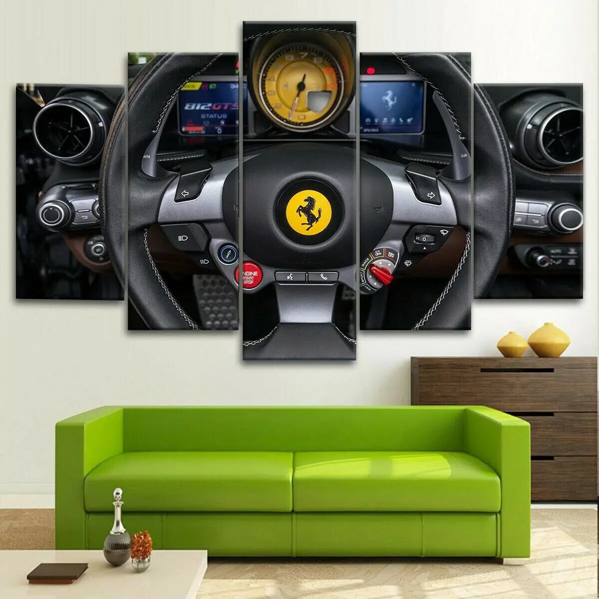 5 Pieces Ferrari Steering Wheel Canvas Wall Art poster HD Print Pictures Paintings Room Decor Home Decor No Framed 5 Panel