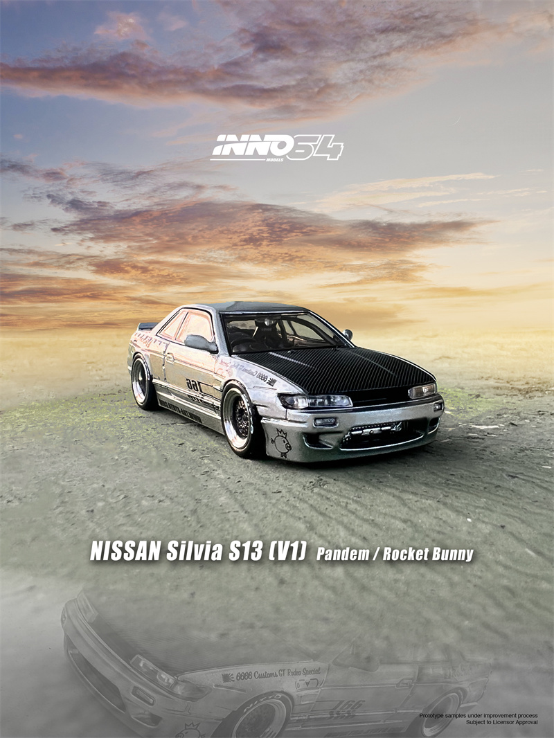 INNO 1:64 SILVIA (S13) V1 PANDEM ROCKET BUNNY литая Серебряная модель  автомобиля | AliExpress