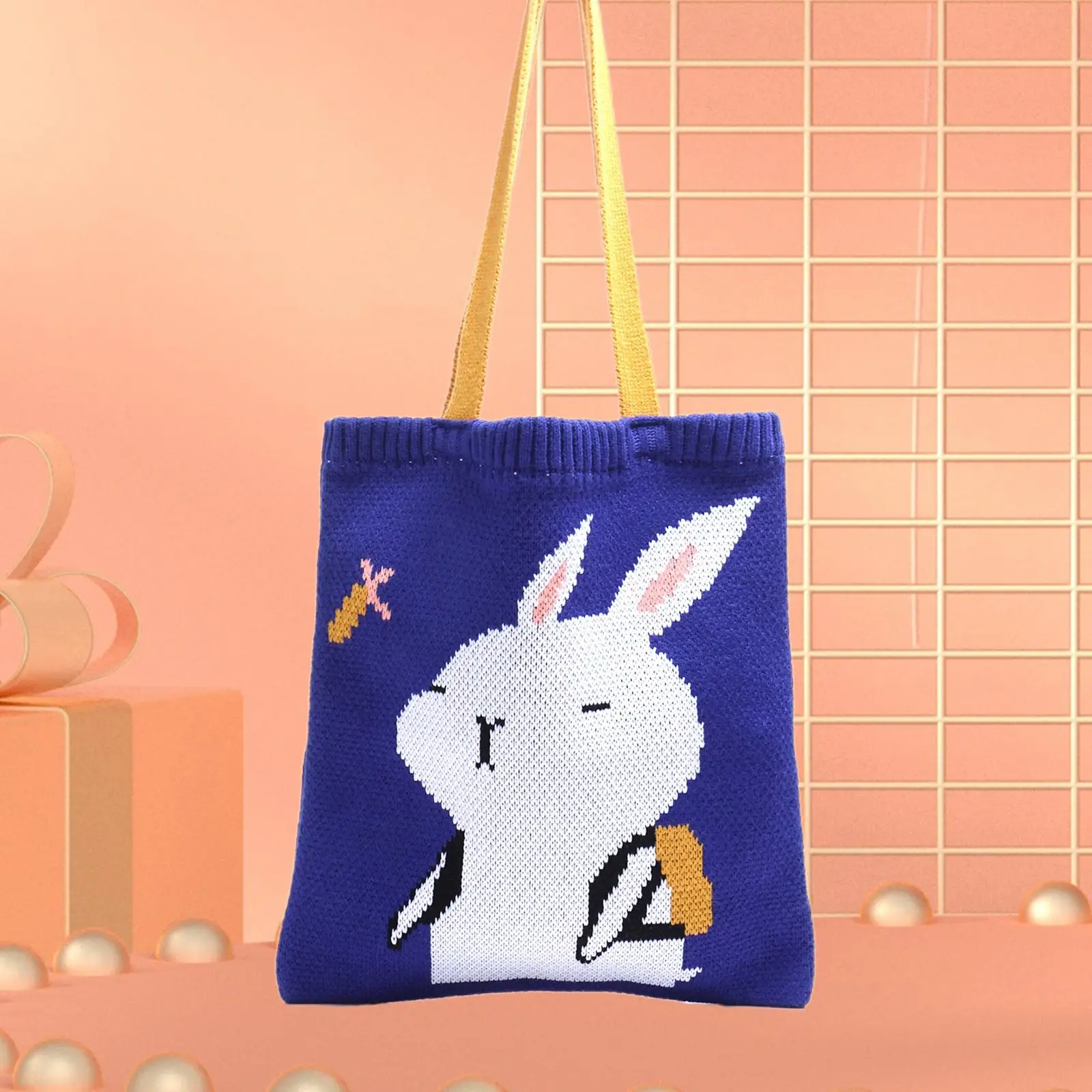 Chic Knitted Bags Handbag Rabbit Shape Sewing Crochet Casual Multipurpose Reusable Hobo Tote for Halloween Dating Girl Women