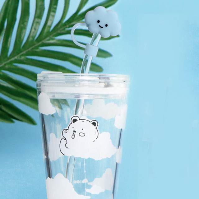 Straw Dust Plug Cloud Shape Straw Cover Reusable Straw Plug Lovely  Dustproof Food Grade Silicone Cartoon Design Straw Lid - AliExpress