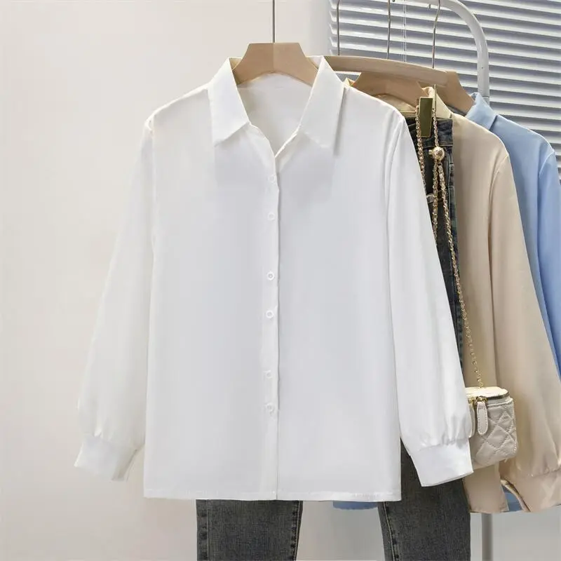 Frühling Herbst Chiffon hemd Frauen hemden Mode weibliche Langarm lose feste lässige Bluse Tops Büro Dame Hemden S-4XL – Detail 9