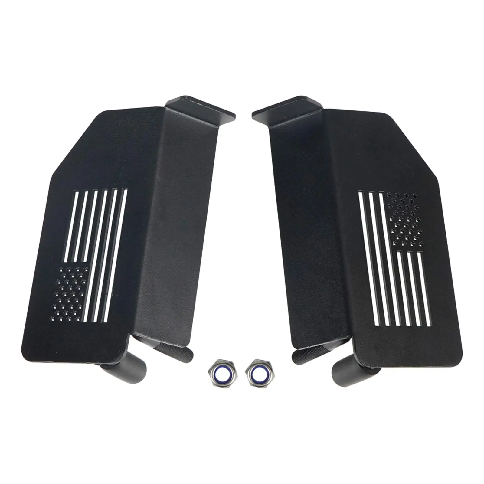 2x Door Off Foot Pegs Foot Rest Easy to Install Heavy Duty Metal with US Flag Anti Slip 120°Angle for JK JL Jt
