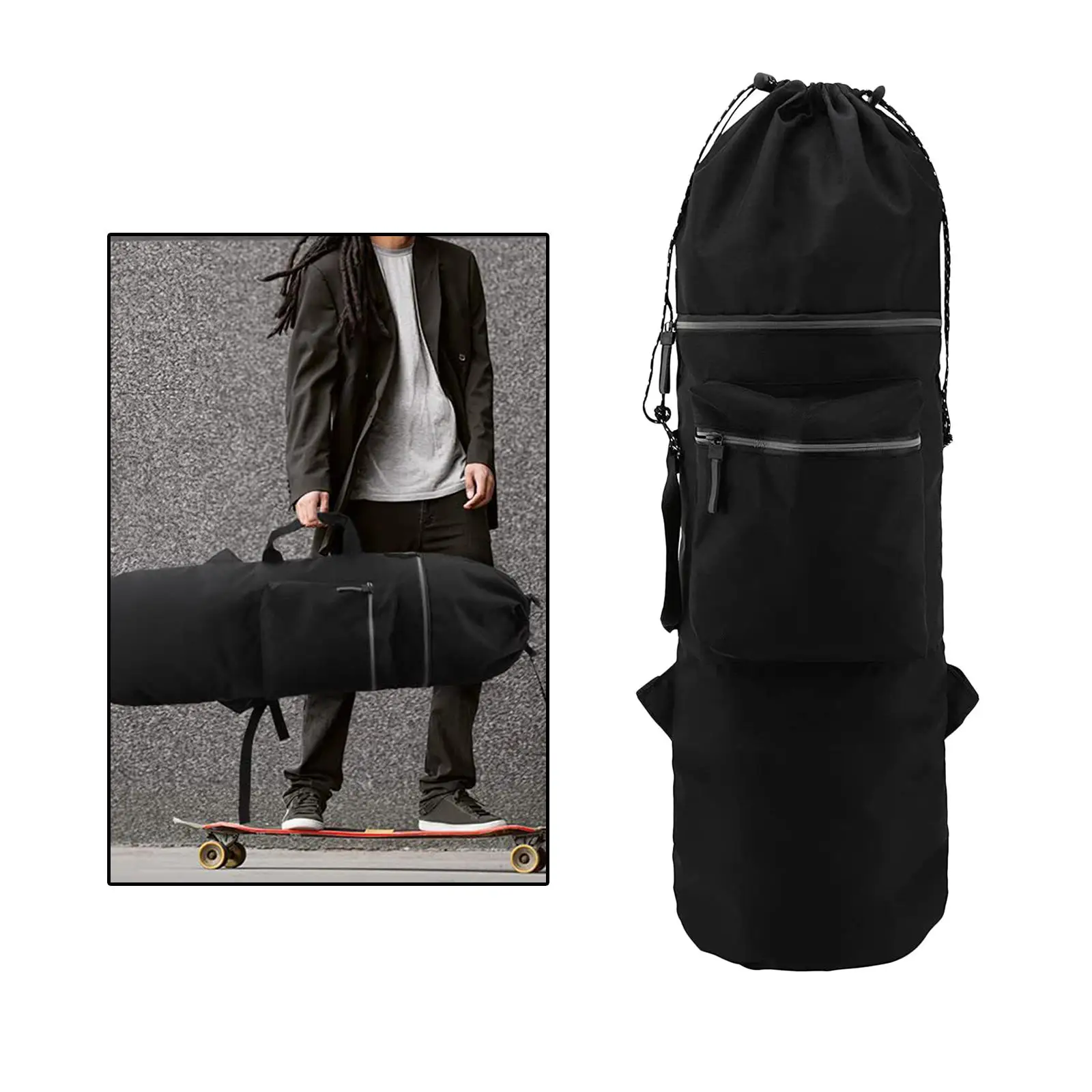 Skateboard Backpack Carry Bag 600D Oxford Cloth Adjustable Shoulder Straps
