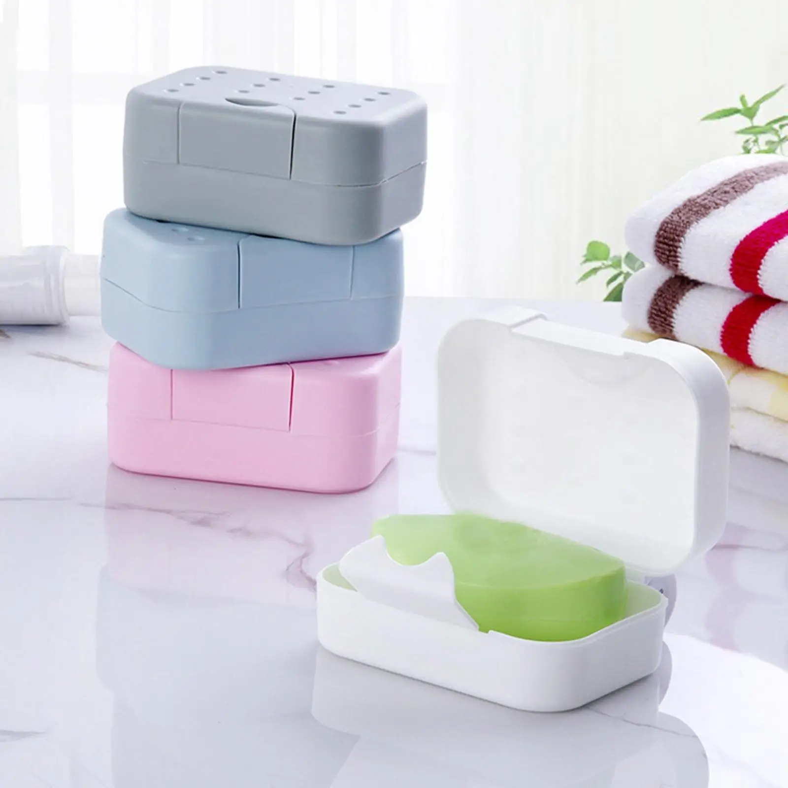 Portable Travel Soap Box Dish Case Container Soap Bar Holder for Gym School Strong Sealing with Lid Leakproof