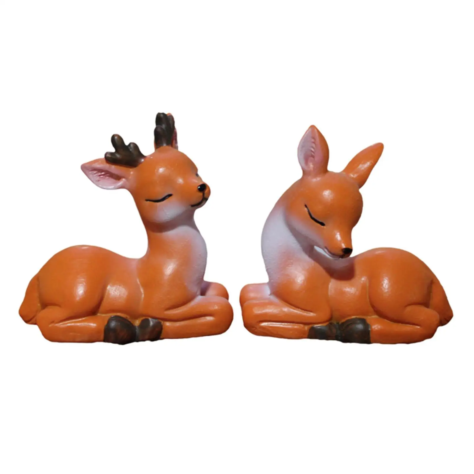 2Pcs Cute Deers Figurines Deer Animal Figurines for Potted Bedroom Decoration