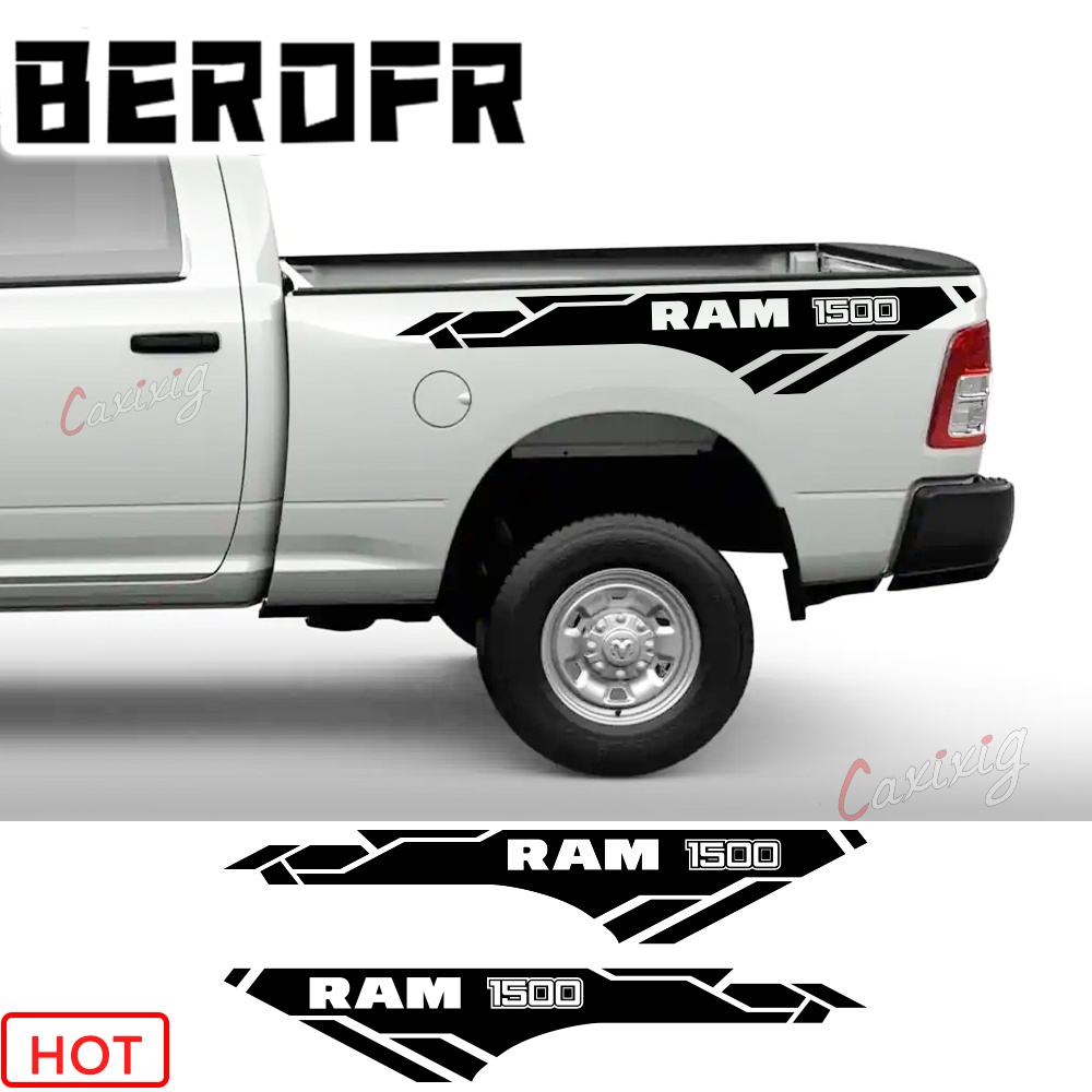 Наклейки для Dodge Ram 1500 Hemi Rebel грузовик задняя дверь боковые  графические полосы Стайлинг переводная наклейка виниловый чехол Авто DIY ...