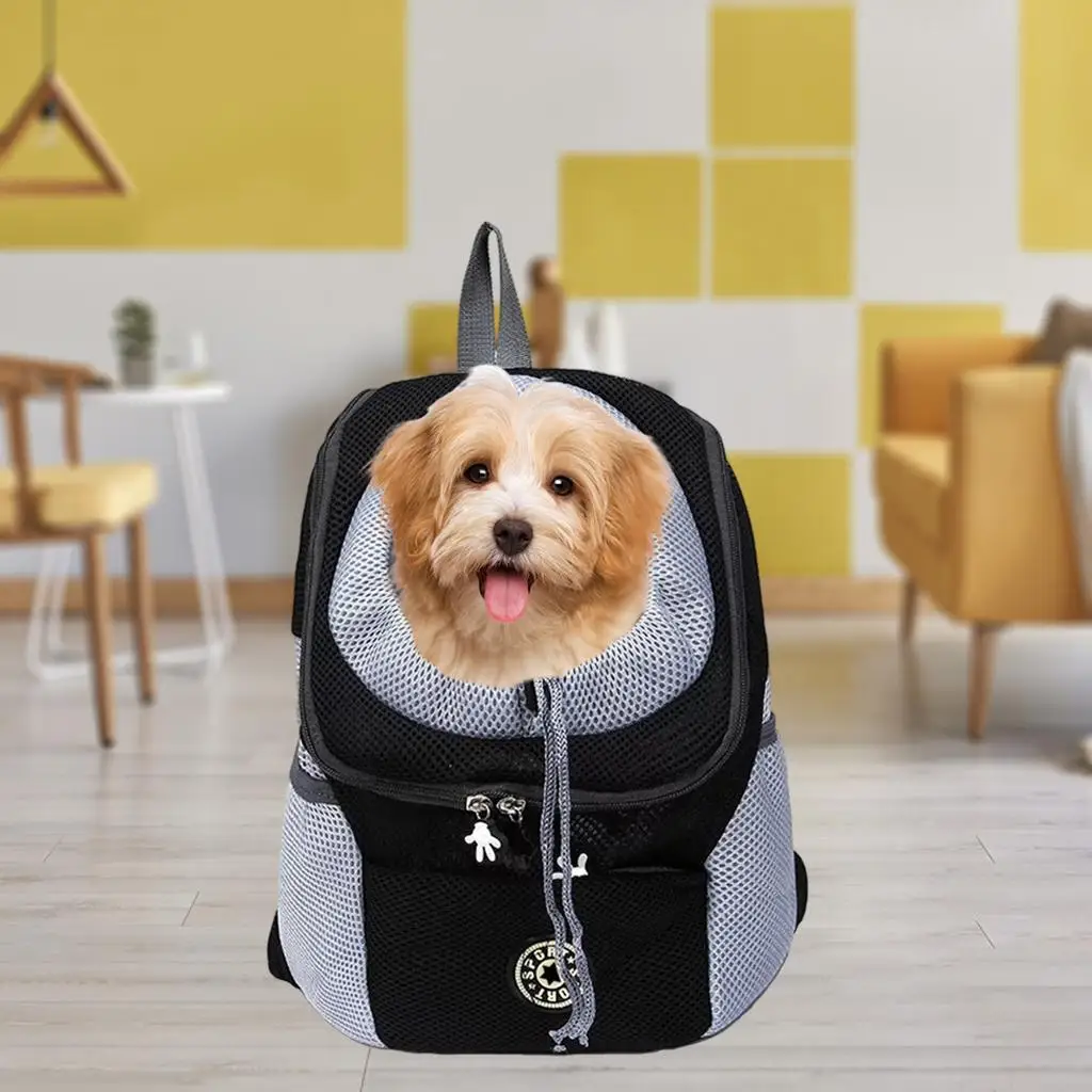 Pet Puppy Travel Mesh Backpack Front Double Shoulder Bag Travel