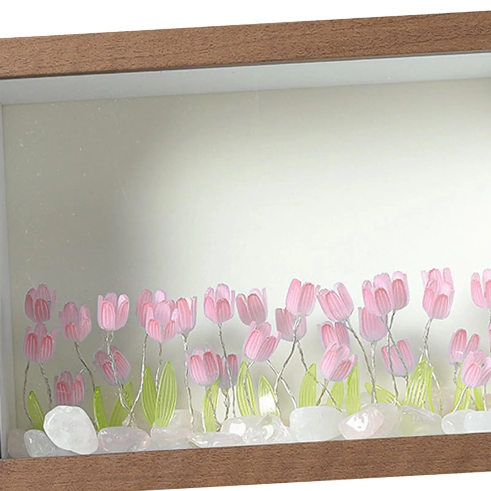 DIY Picture Frame with Night Light for Couples Kid with 20 Artifical Flowers Glowing 7 inch Convenient Installation Wood Frames