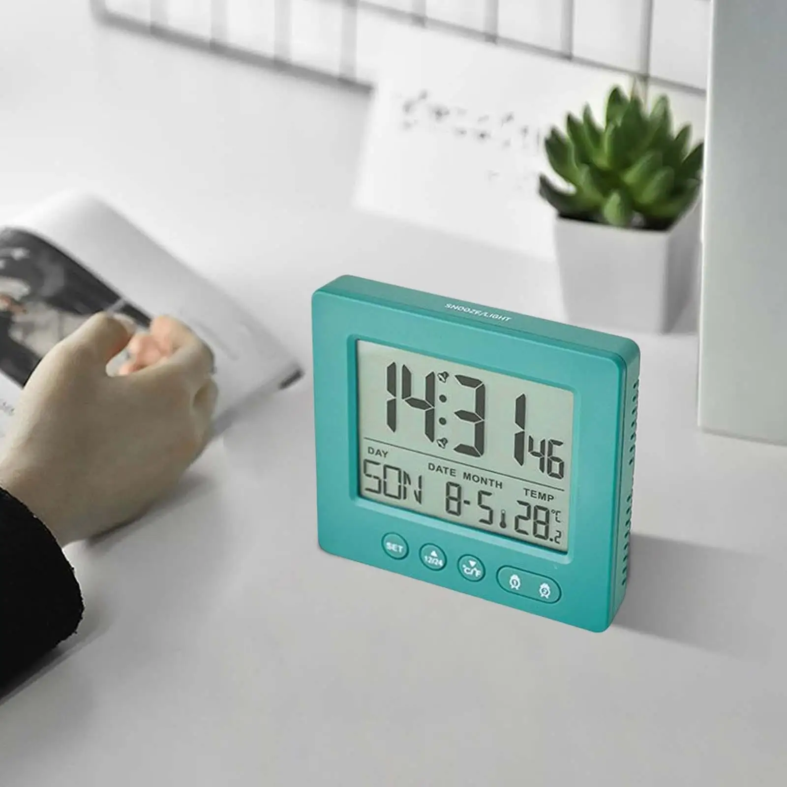 Multifunctional Digital Clock, Modern LCD Night Light Snooze Desktop Clocks for