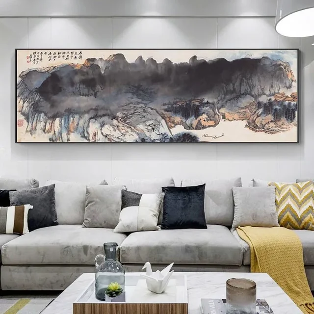 【別倉庫からの配送】 Modern Style Traditional Chinese Art Wall Landscape Simple 描画・絵画