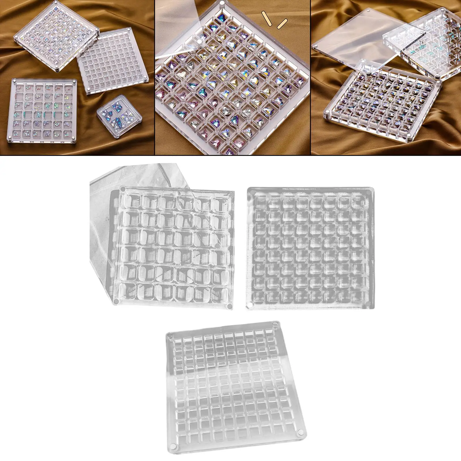 Nail Rhinestones Storage Box, Magnetic Cover Moistureproof Decoration Jewelry Container for Nail Art Finger Rings Jewelry Pill