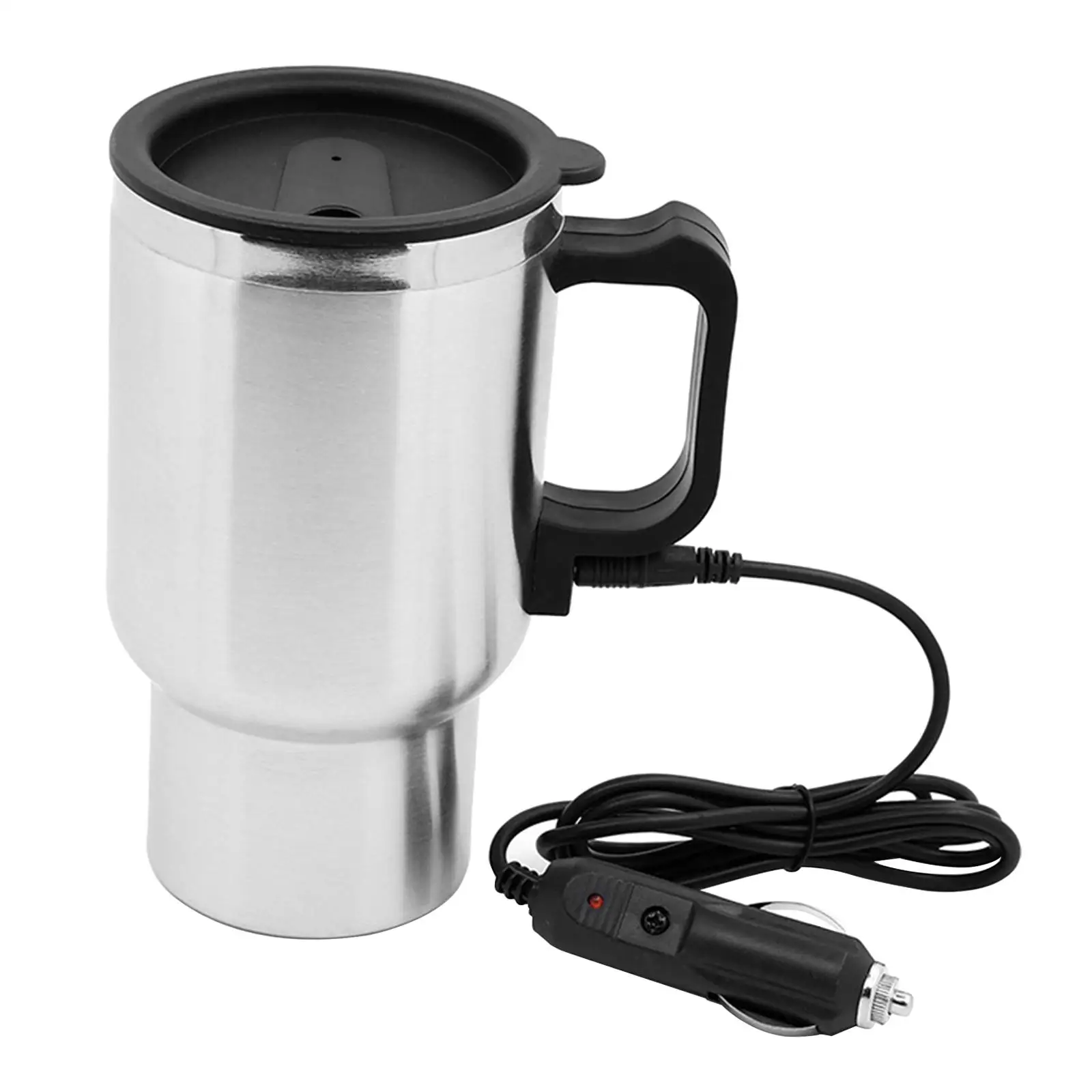 12V Car Heating Cup Stainless Steel Coffee Cup Insulated Heated Mug,500ml Car Kettle for Heating Water, Coffee, Milk, Tea