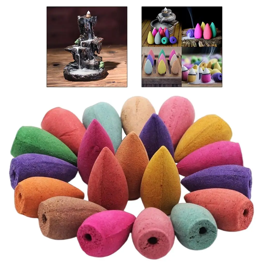 10 Backflow Cones Mixed Colorful Cone Air Freshener for Meditation Bedroom