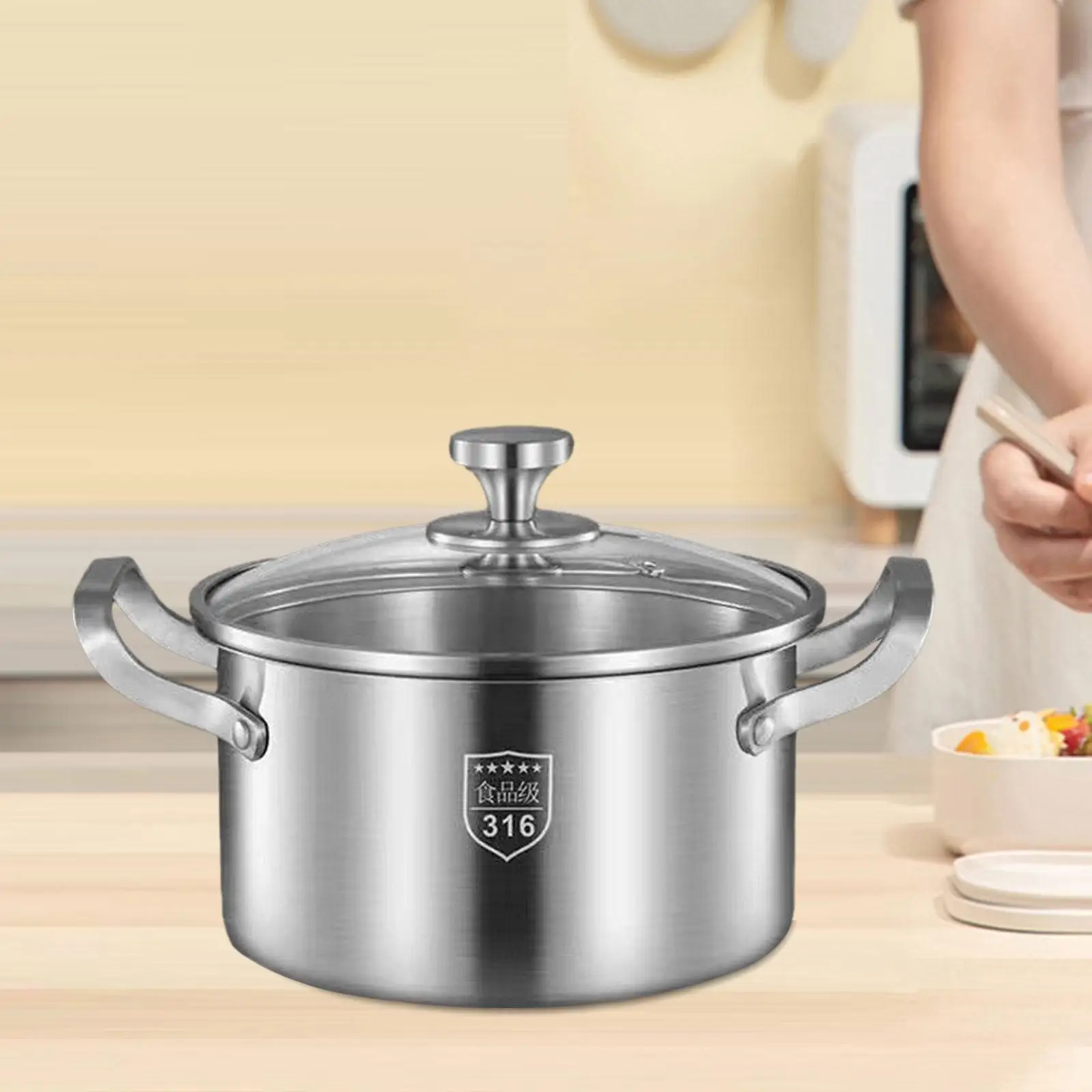Soup Pot, Stockpot Stainless Steel Cooking Pot, for Home Bar Kitchen Restaurant