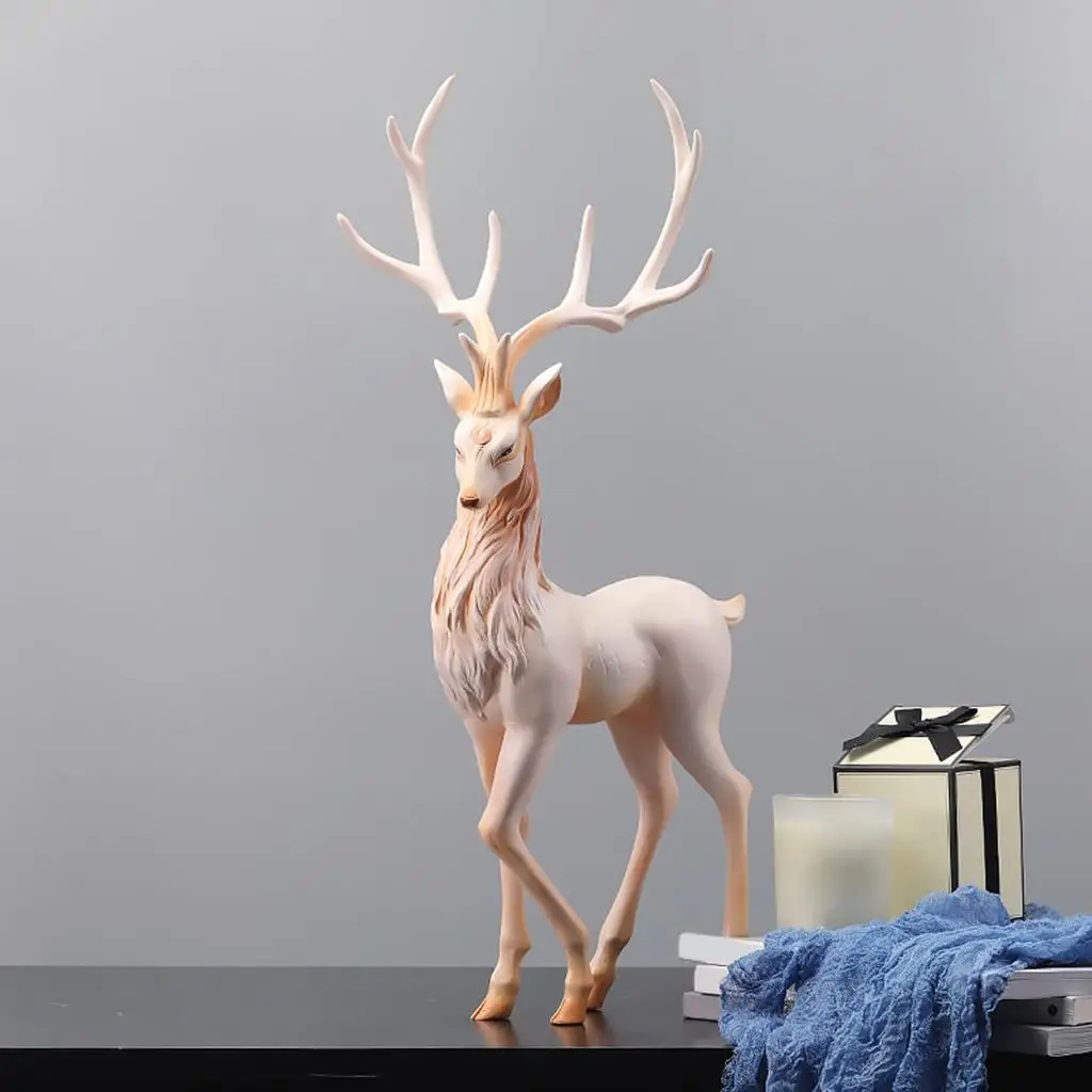 Resin Deer Decoration Collectible Reindeer Ornaments for Office Window Gifts