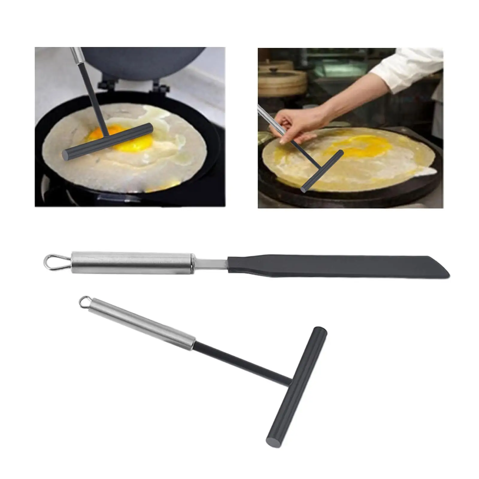 2Pcs Crepe Spreader and Spatula Set Kitchen Gadgets Pancake Cooking Tools T Shaped Pastry Tool Cookware for Restaurant Kitchen