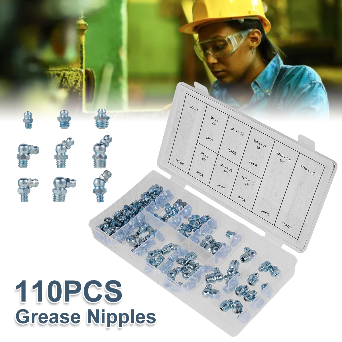 pçs graxa nipple encaixes sortimento kit reto graus ângulo galvanizado graxa de metal mamilo graxa mamilo