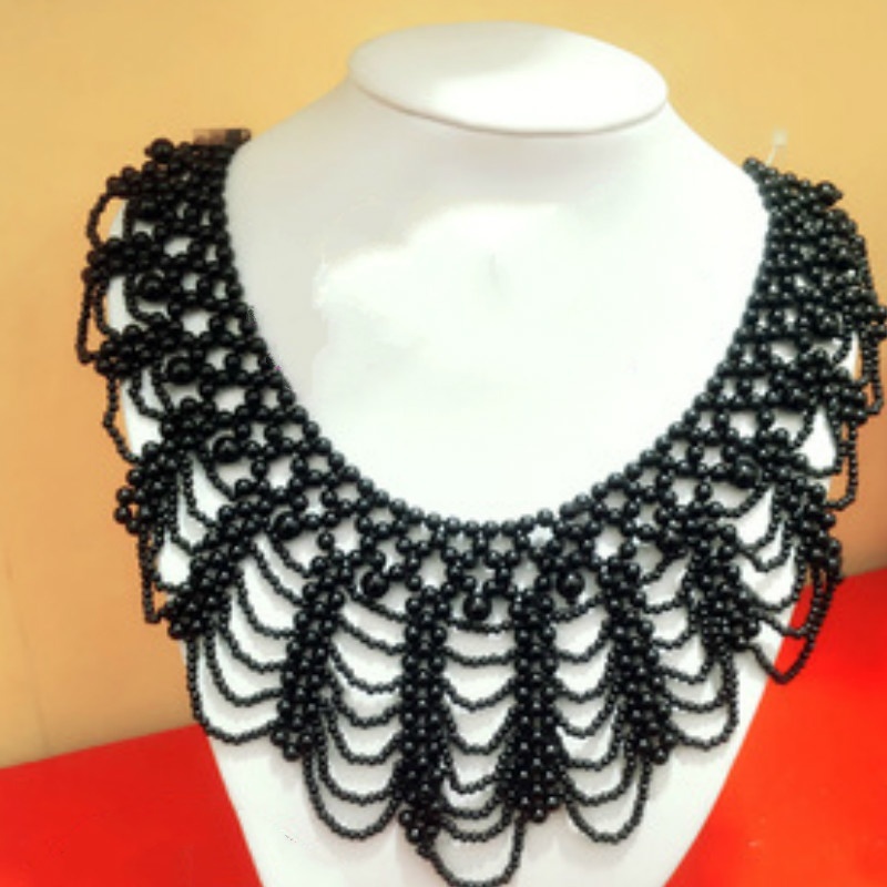 Perle Perlen Spitze Trim Kragen Bänder Frauen Halskette Schmuck für Kleidung Hochzeits kleid – Detail 6