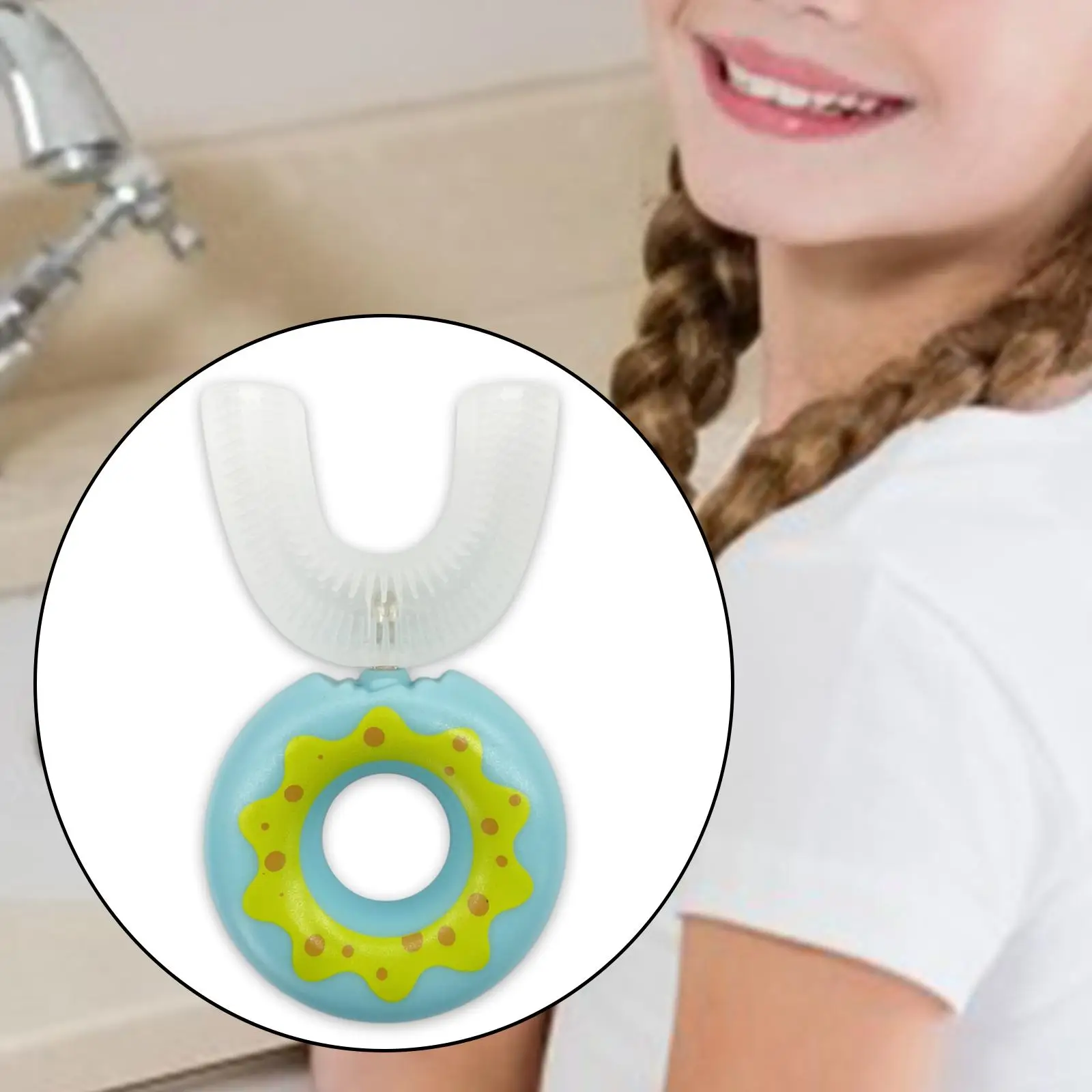 U Shaped Kids Toothbrush Round Handle Silicone for Children Soft Brush Head