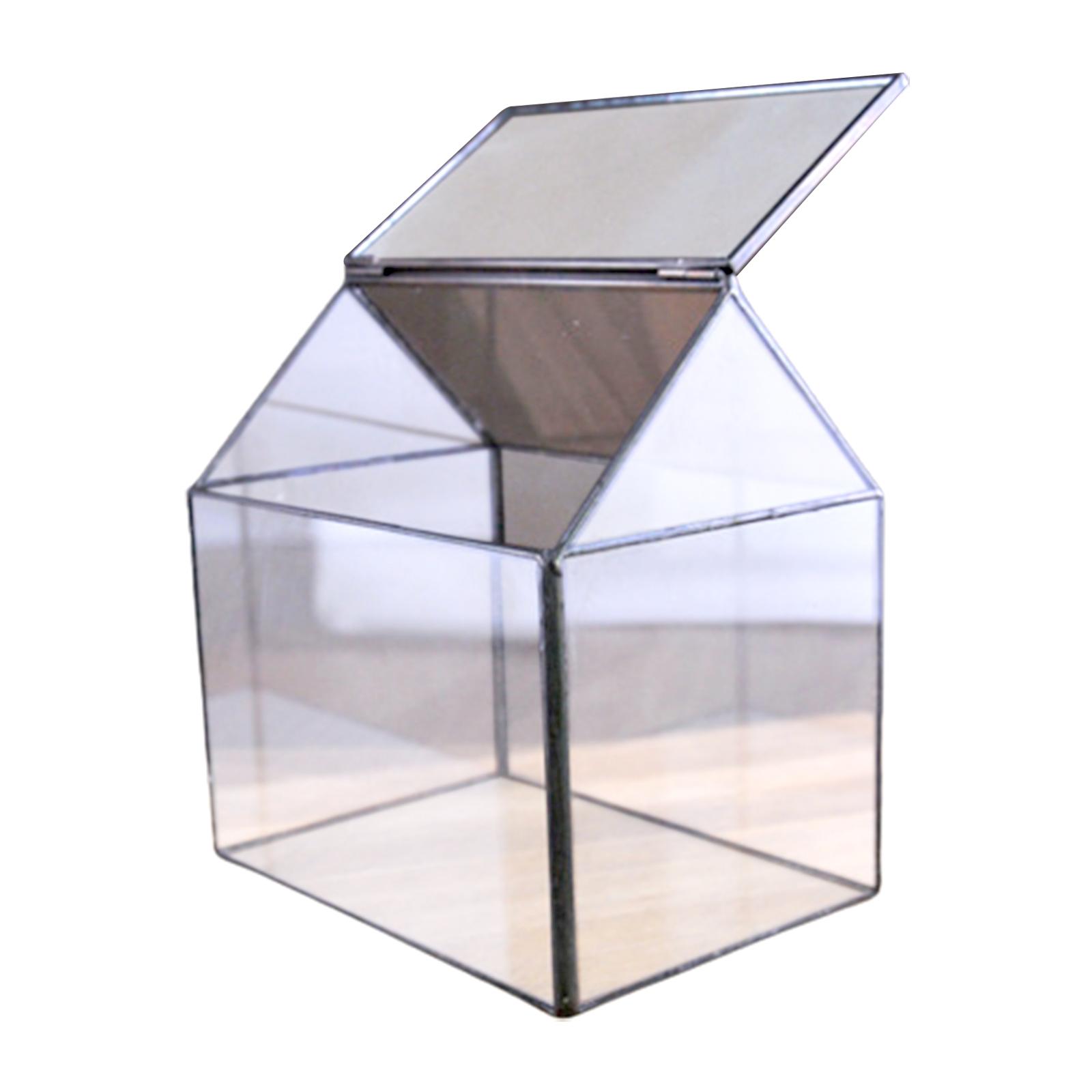 House Shape Glass Geometric Terrarium Box Tabletop Succulent Plant Planter Fern Moss Plant Care Decoration for Floral Greenhouse