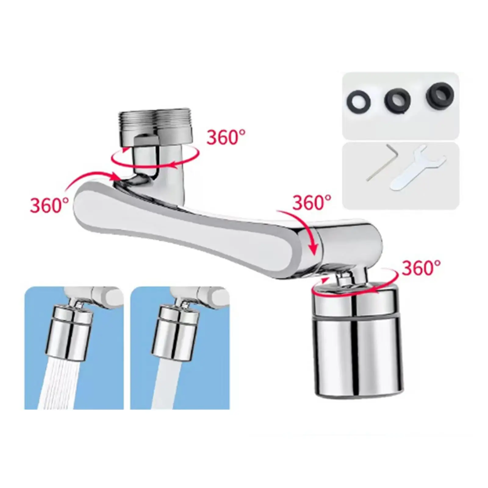 1080 Rotating Faucet Extender Aerator Multifunctional 1080 Faucet Extender for Hotel Laundry Room Bathroom Basin Kitchen Sink