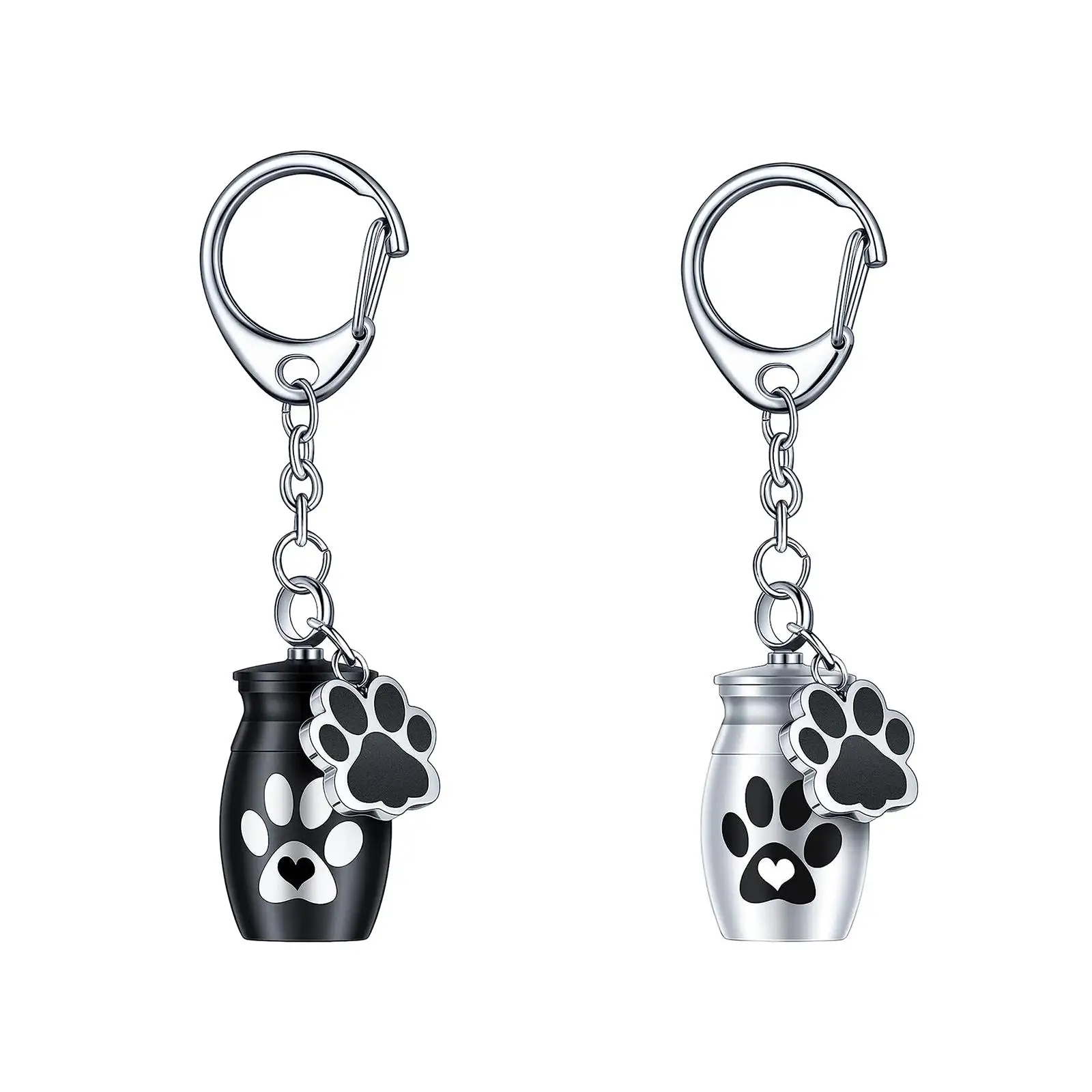 Aluminium Alloy Keychain Pet Urn Paw Print Souvenir Dog Cat Ash Container Pet Hair Storage Jar for Kitty Kitten Bunny Rabbit