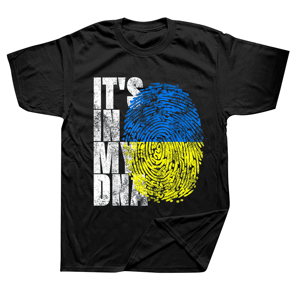 Lustiges „It's In My DNA“-T-Shirt mit ukrainischer Ukraine-Flagge, Sommer-Stil, grafische Baumwolle, Streetwear, kurzärmeliges T-Shirt für Geburtstagsgeschenke – Detail 2