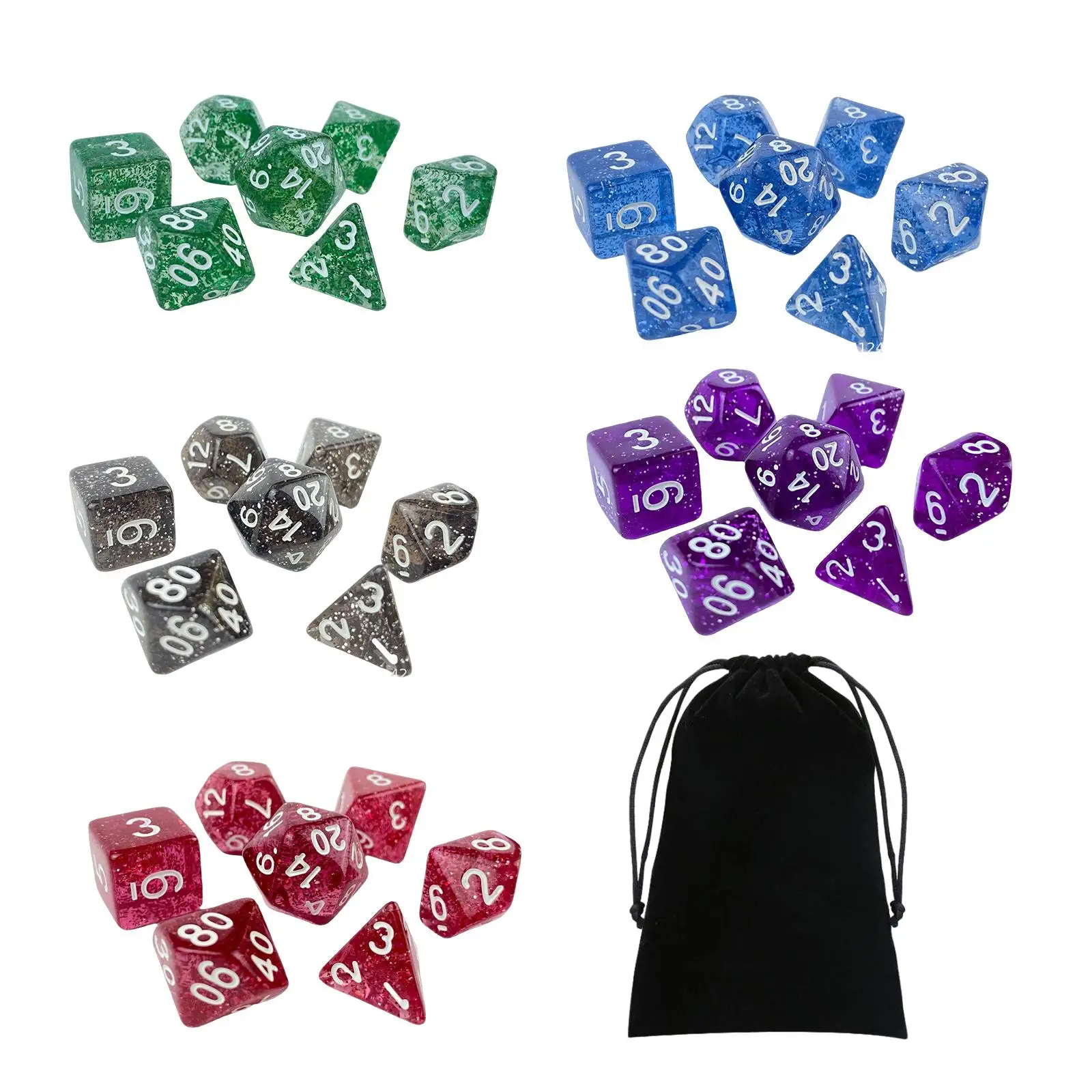 35x Engraved Polyhedral Dices Set Entertainment Toy for KTV Table Games