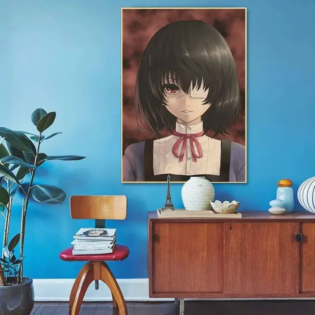 Anime de terror japonês outro cartazes retro papel kraft sakakibara kouichi  misaki mei poster arte da parede decoração do quarto de casa