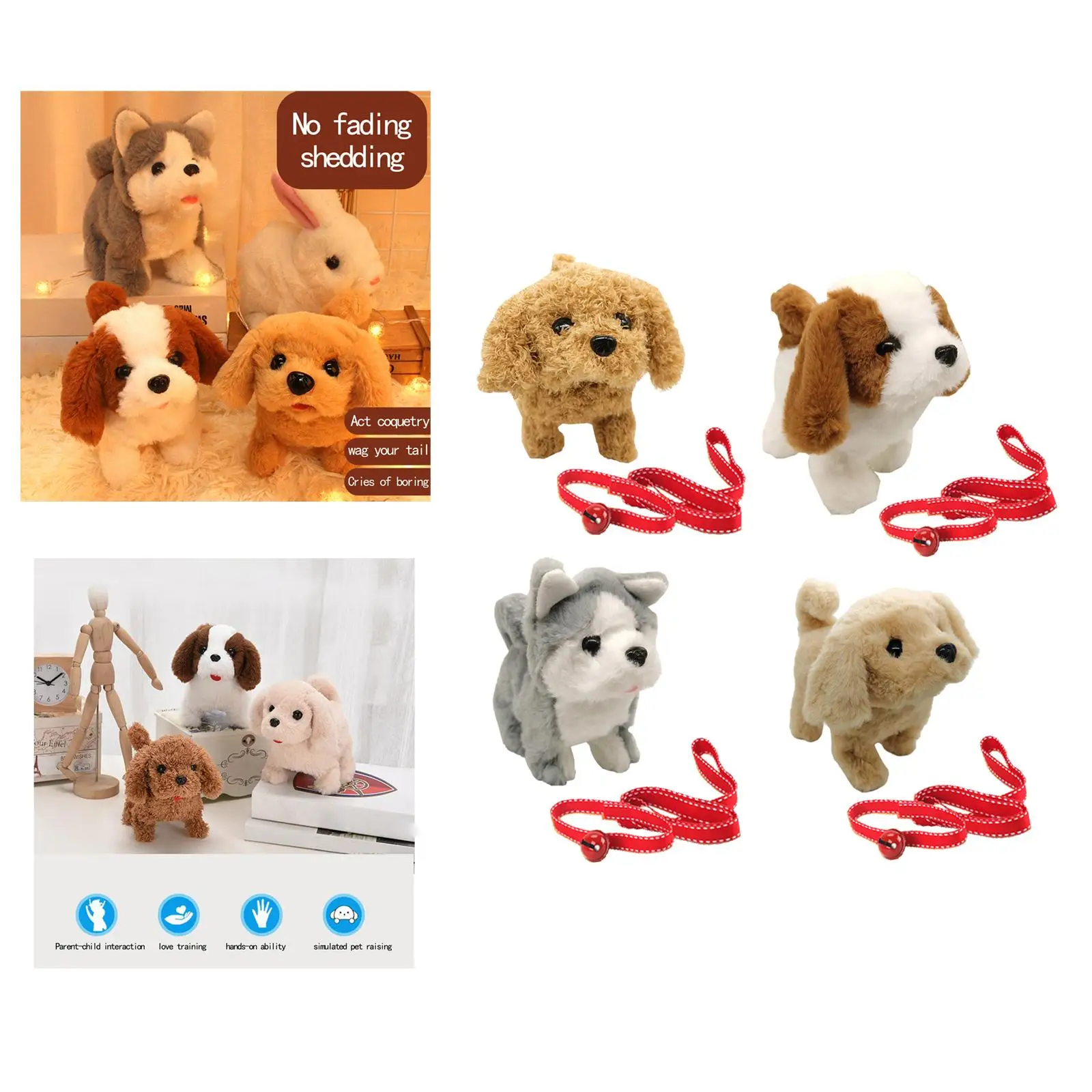 2x Electronic Plush Dog Interactive Vivid Toy for Kid`s Christmas Gift