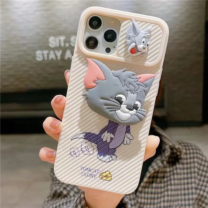 tom and jerry sliding window with stand Phone Cases For iPhone 13 12 11 Pro Max XR XS MAX X Back Cover best iphone 13 pro max case
