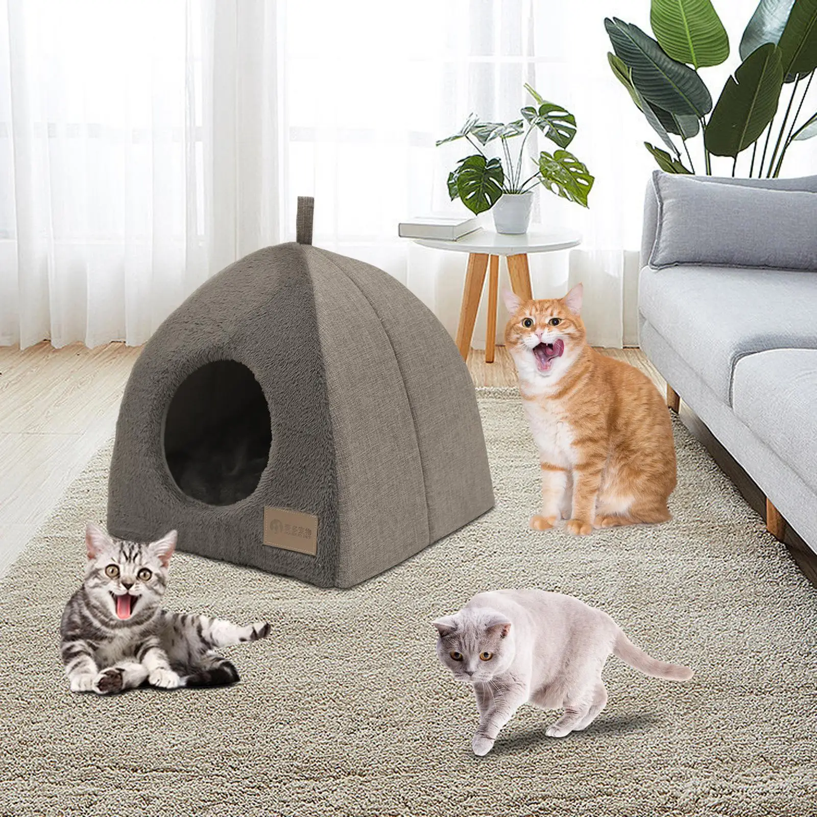 Large Cat House Non Slip with Pad Warmer Pet Supplies Accessories Washable Soft Pet Bed for Dogs Kitty Kitten Indoor Cats Puppy