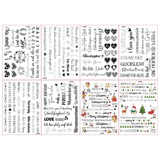 6Pcs Christmas Candle Stickers Rich Color Candle Tattoo Film Stickers Thin  Candle Tattoo Decals Party Supplies Xmas Decoration - AliExpress