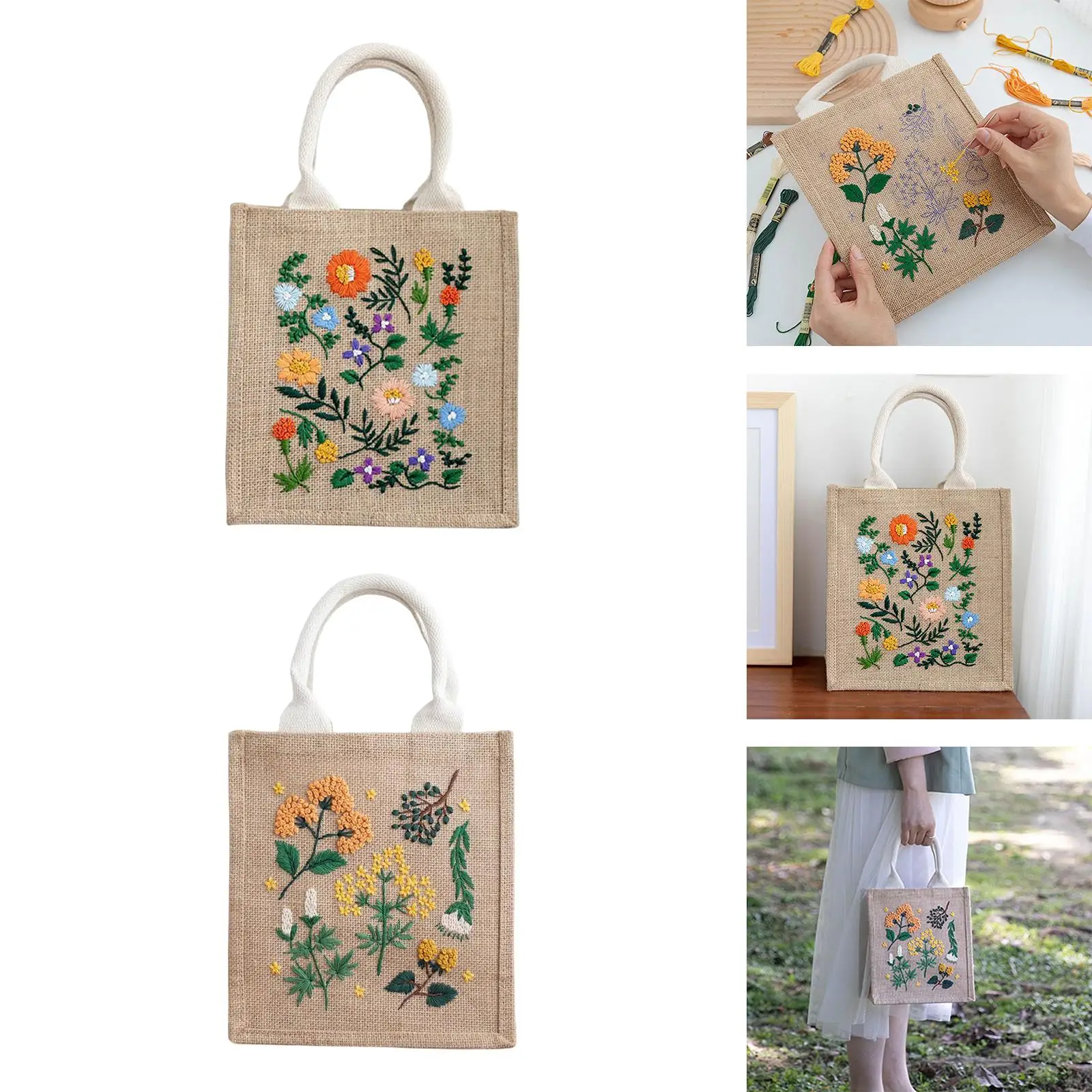 DIY Embroidery Bag Kit Cross Stitch Kits Organizer Bag Storage Bag Handmade Craft Sewing Kit Embroidery Kit Handbag for Adults