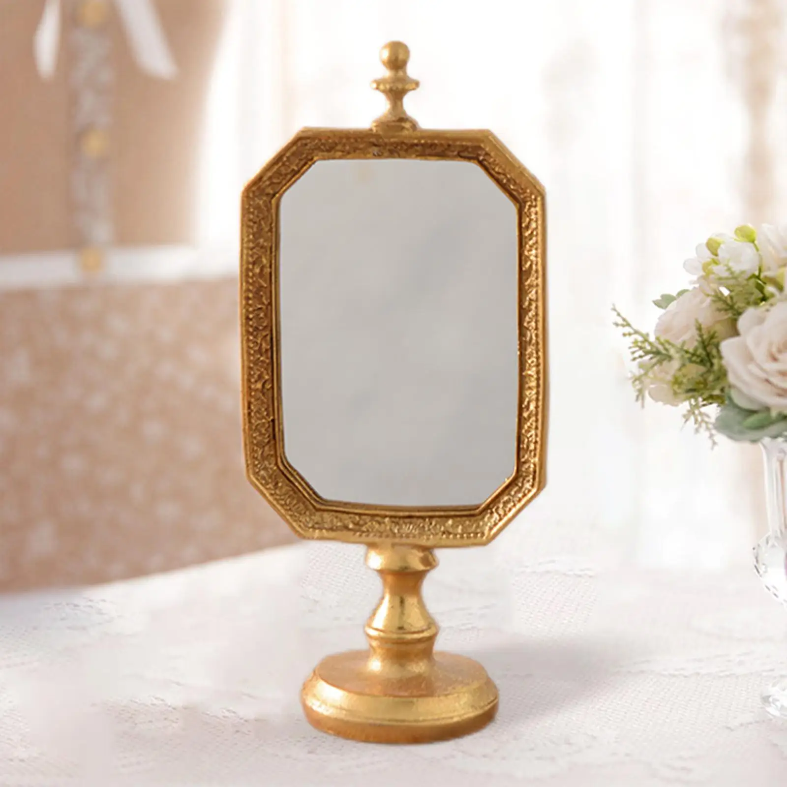 Vintage Style Makeup Mirror Tabletop Cosmtic Mirror Decorative  Retro  for Dresser Counter Display Birthday Gift