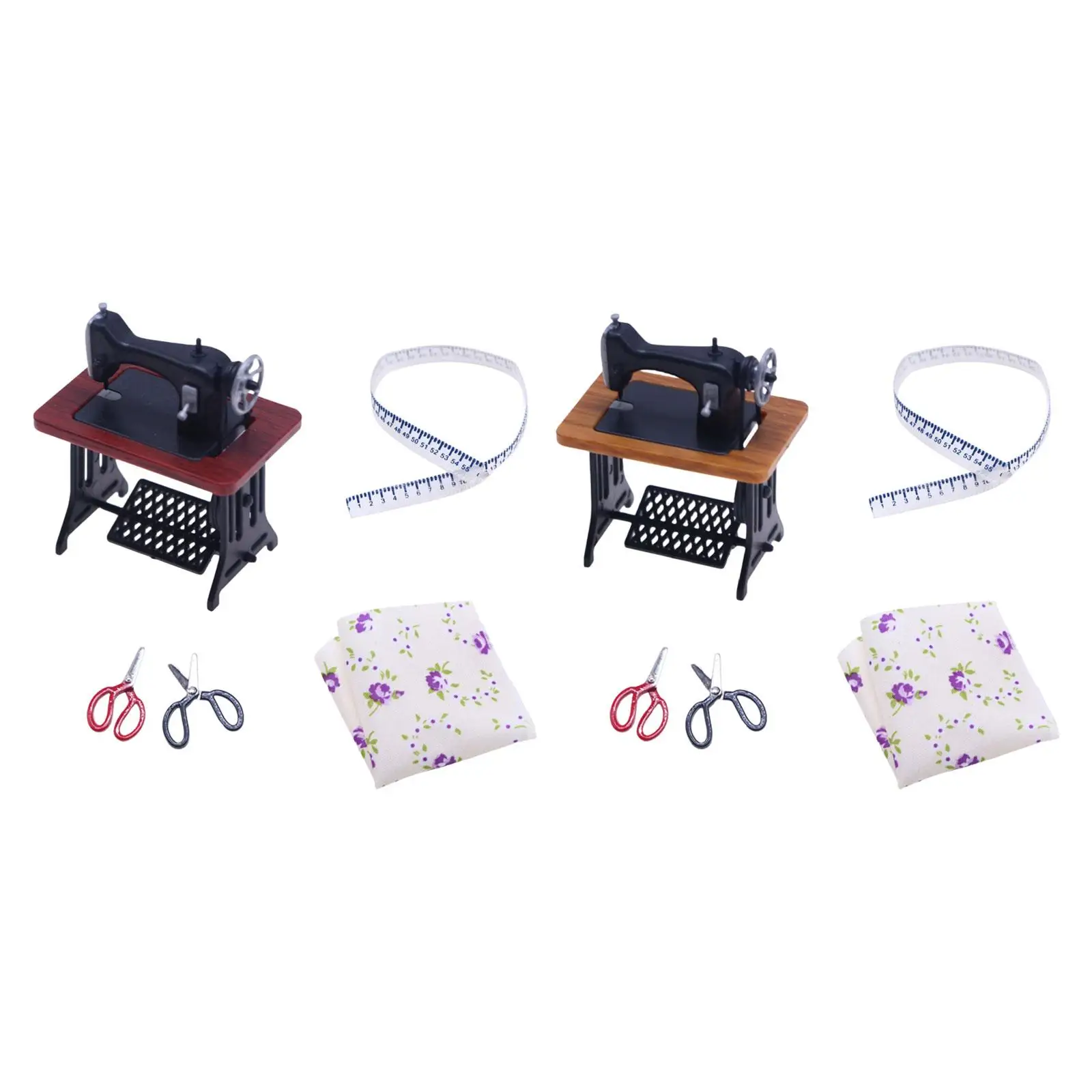 Wooden Dollhouse Miniature Sewing Machine 1:12 Scale Adorable Mini Sewing Machine for Room Living Room Home Bedroom Decoration