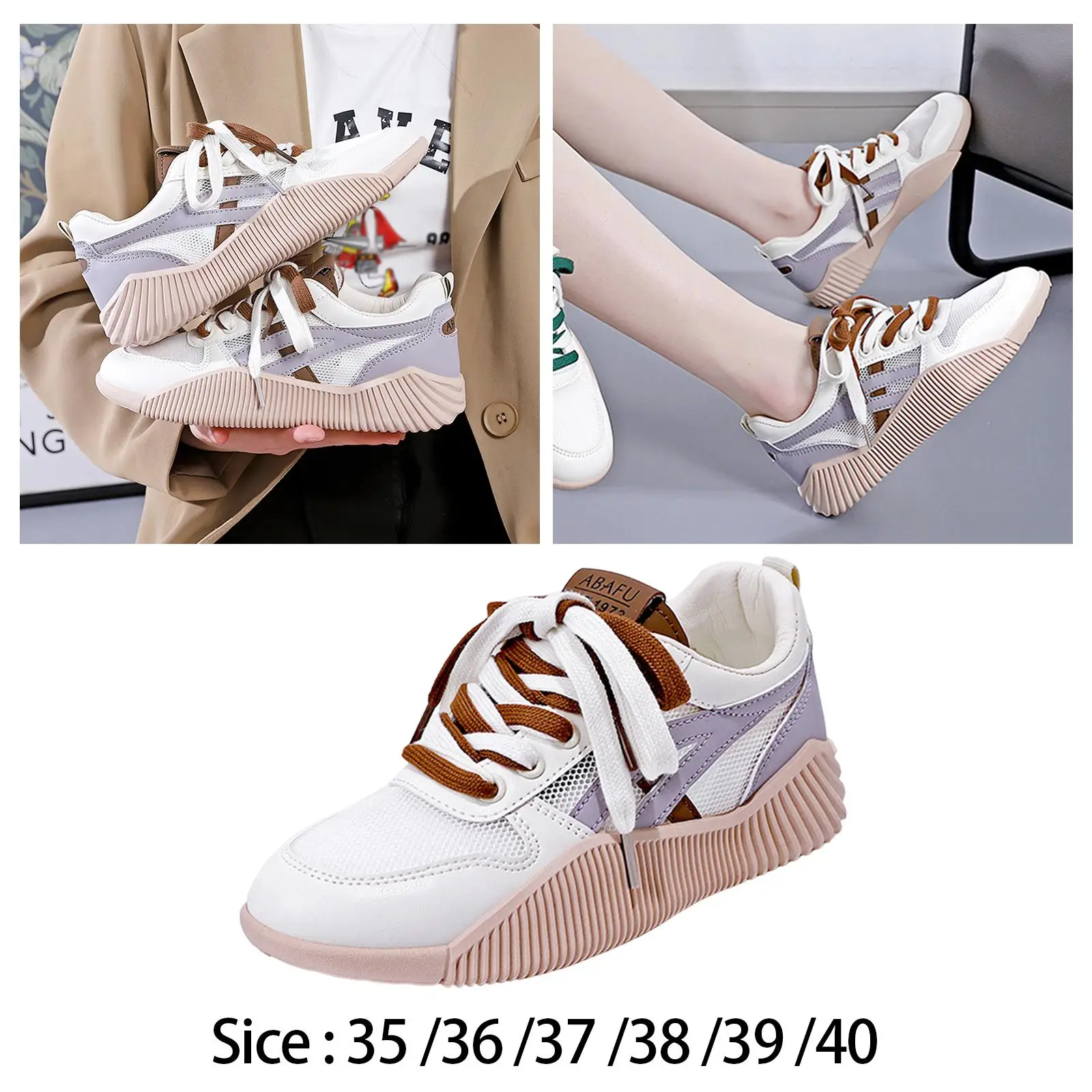 Women Platform Sneakers Comfortable Sports Shoes PU Upper Fashion Trainers