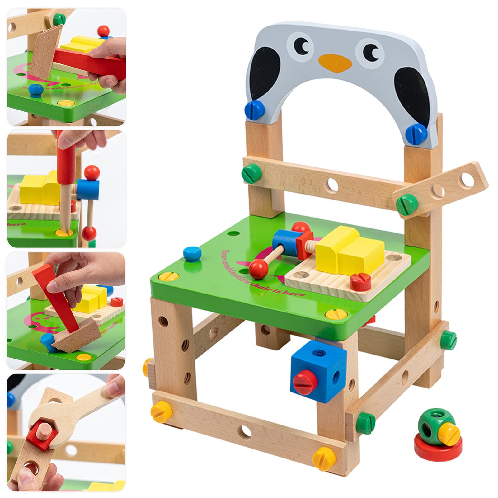 Creativity Build Your Chair Imagination Toy Set Learning Toy DIY Wooden Multifunctional Chair for Toddlers Children Kids