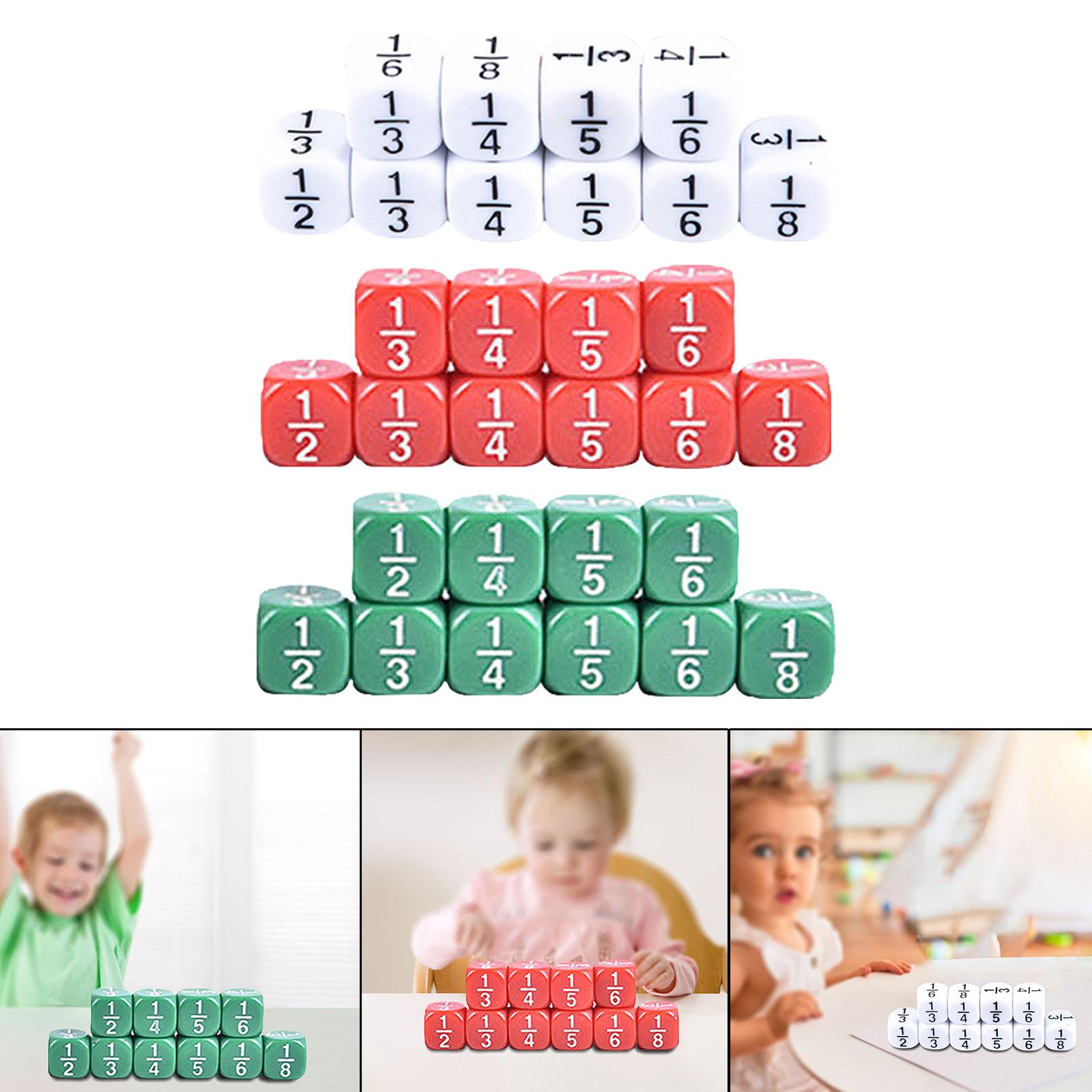 10 Pieces Acrylic Fraction Dice, Educational Kids Math Toys Classroom Games Multiple Representation Fraction Foam Dice