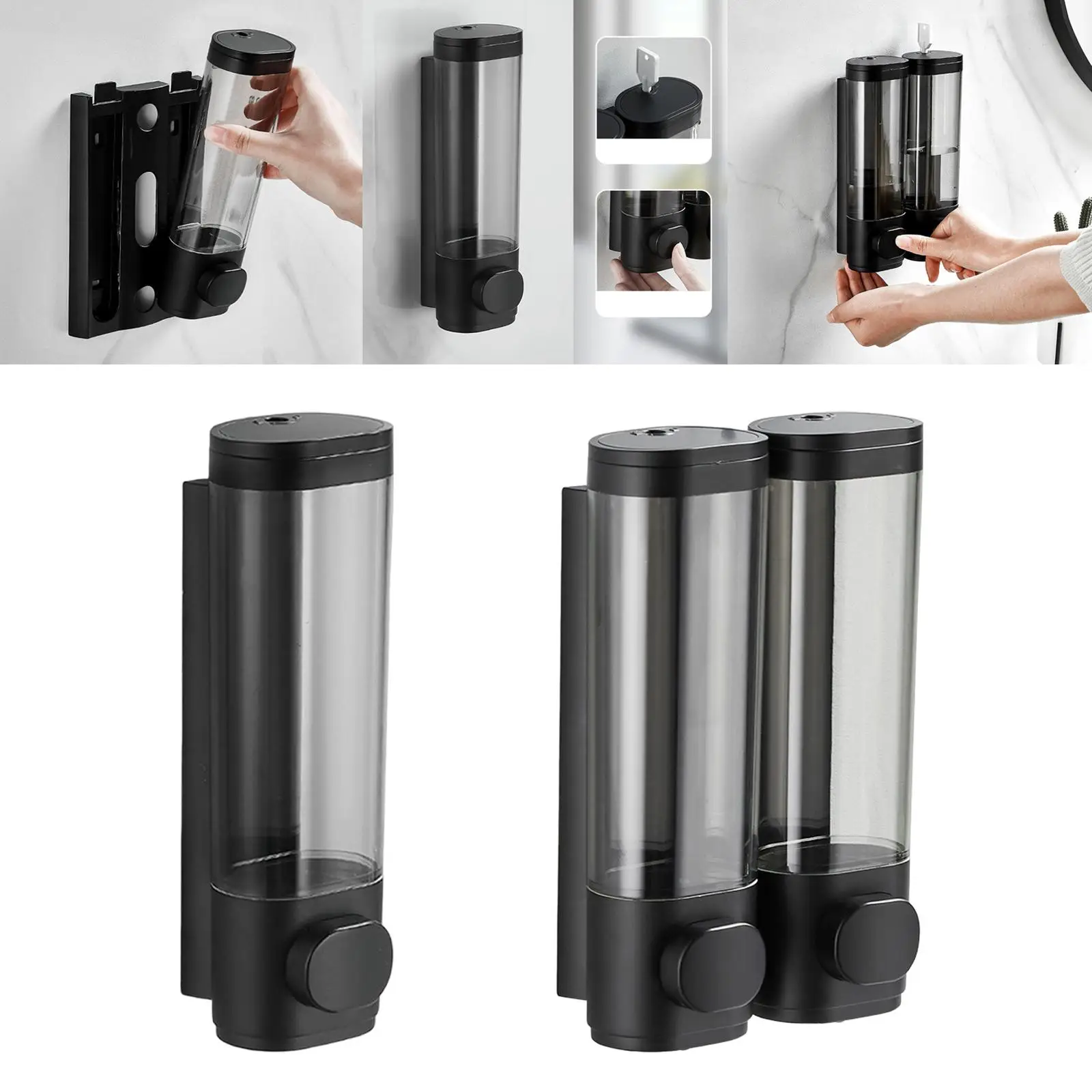 Manual Soap Dispenser 350ml Large Capacity Shampoo Container Shower Dispensers for Office Bathroom Kitchen Restaurant Hotel