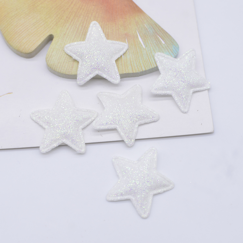 100 Stück 25 mm Bling Star gepolsterte Glitzer-Stoff-Applikationen zum Basteln von Kleidung, Nähen, Patches, DIY, Kopfbedeckung, Schleife, Dekor-Zubehör – Detail 4
