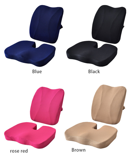 Memory Foam Seat Cushion Orthopedic Pillow Coccyx Office Chair Cushion  Support Waist Back Cushion Car Seat Hip Massage Pad Sets Multi-color Ns2