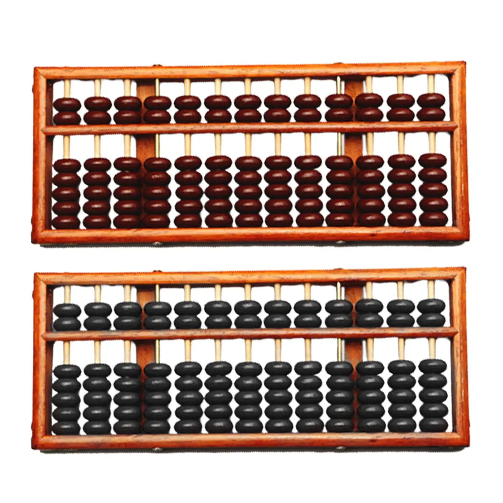 Vintage 13 digits Chinese Soroban Wood Abacus Mathematic Education 28x12x2cm 7 Beads Per Row for Adults Kids Practical Durable
