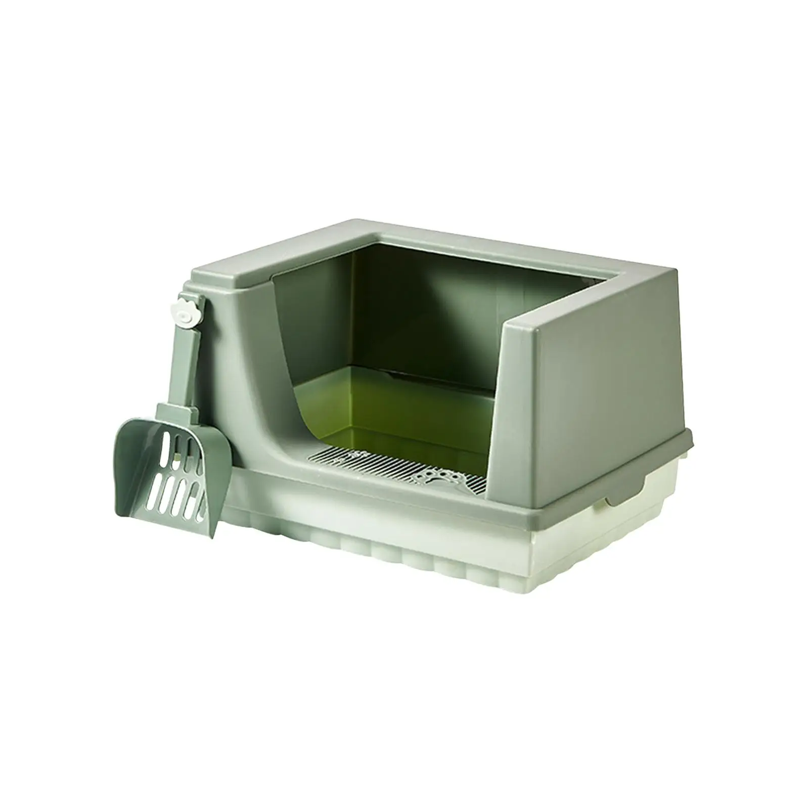 Cat Litter Box Tray Toilet Semi Enclosed with Shovel for Small Rabbit Guinea Pig Polished Interior Portable Anti Durable