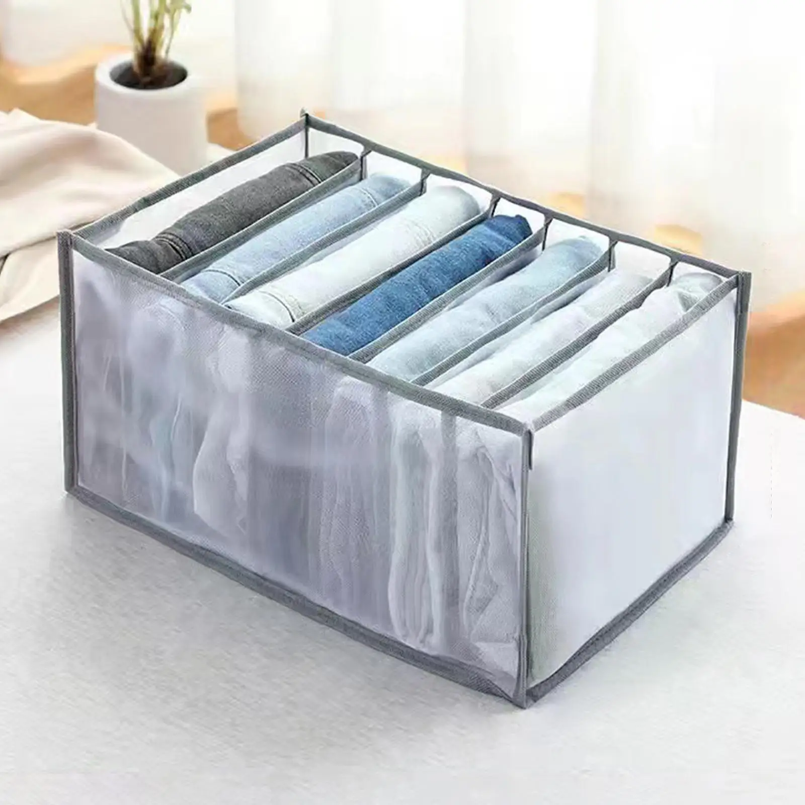 Cloth Drawer Organizer Pants Storage Divider Washable Foldable 7 Grids